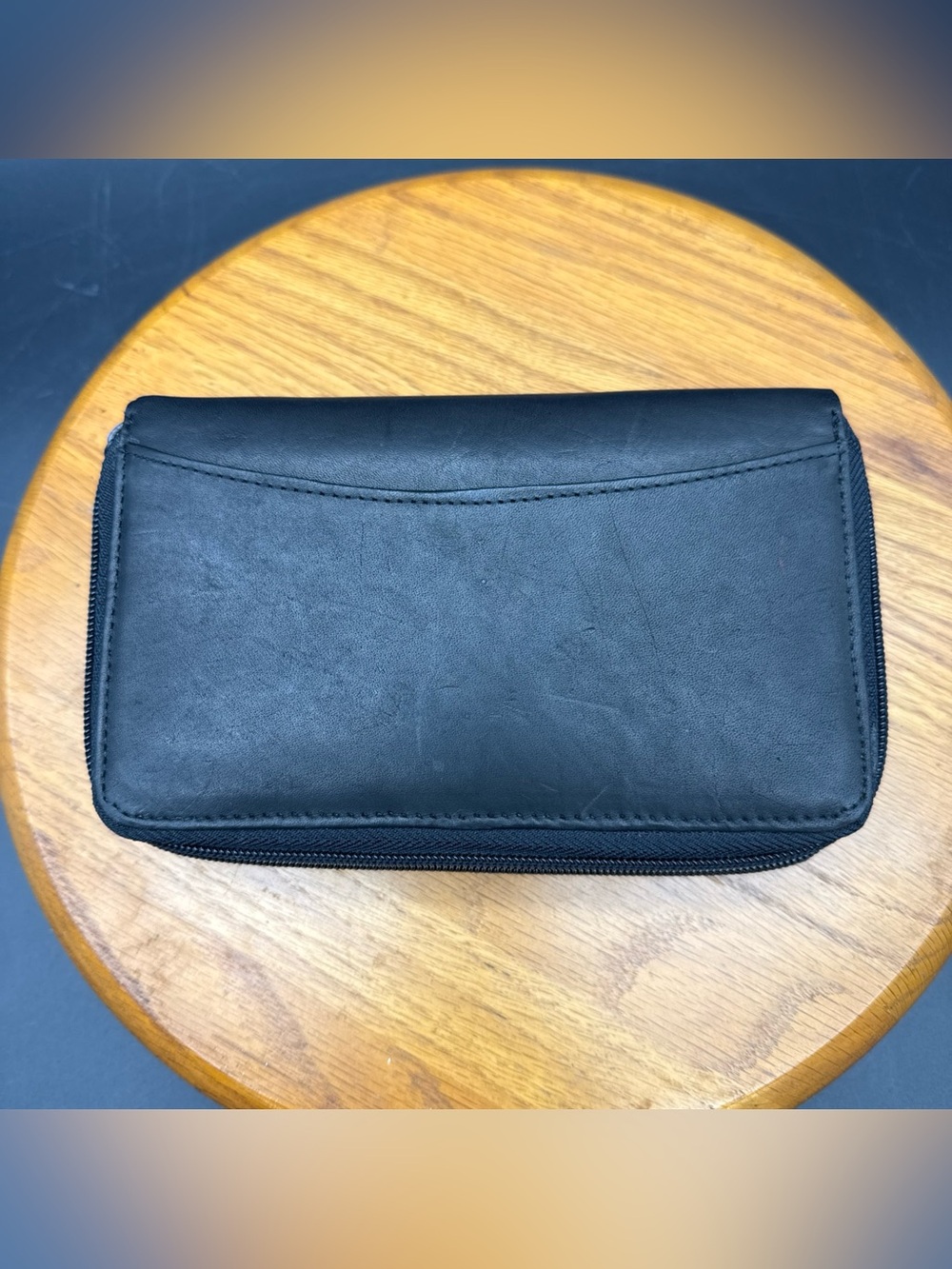 Wilsons Leather Black Zip-Around Leather Wallet